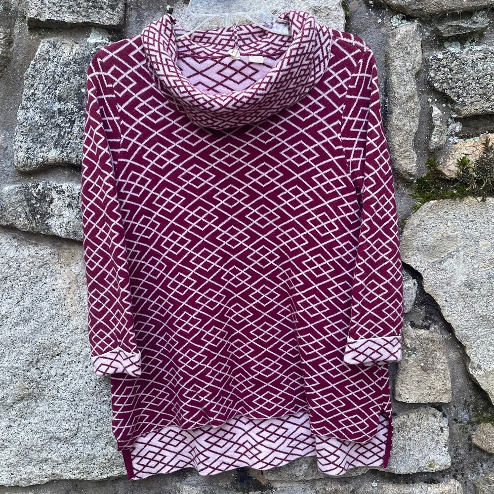 Anthropologie Moth Burgandy Cowl Neck Alpaca Wool Sweater